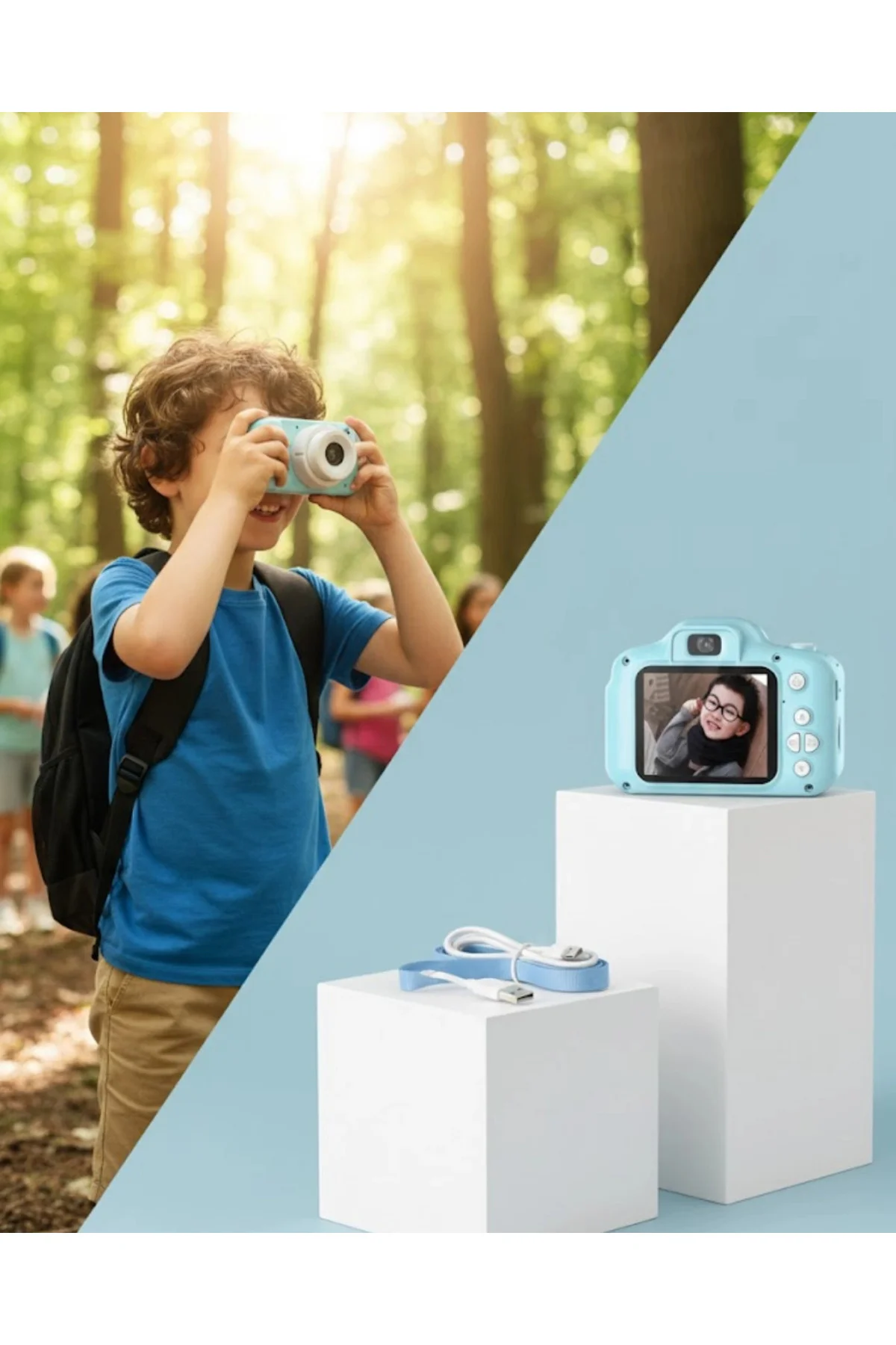 Mavi Mini Hd Video Kamera Fotoğraf Çekimli Şarj Edilebilir Batary