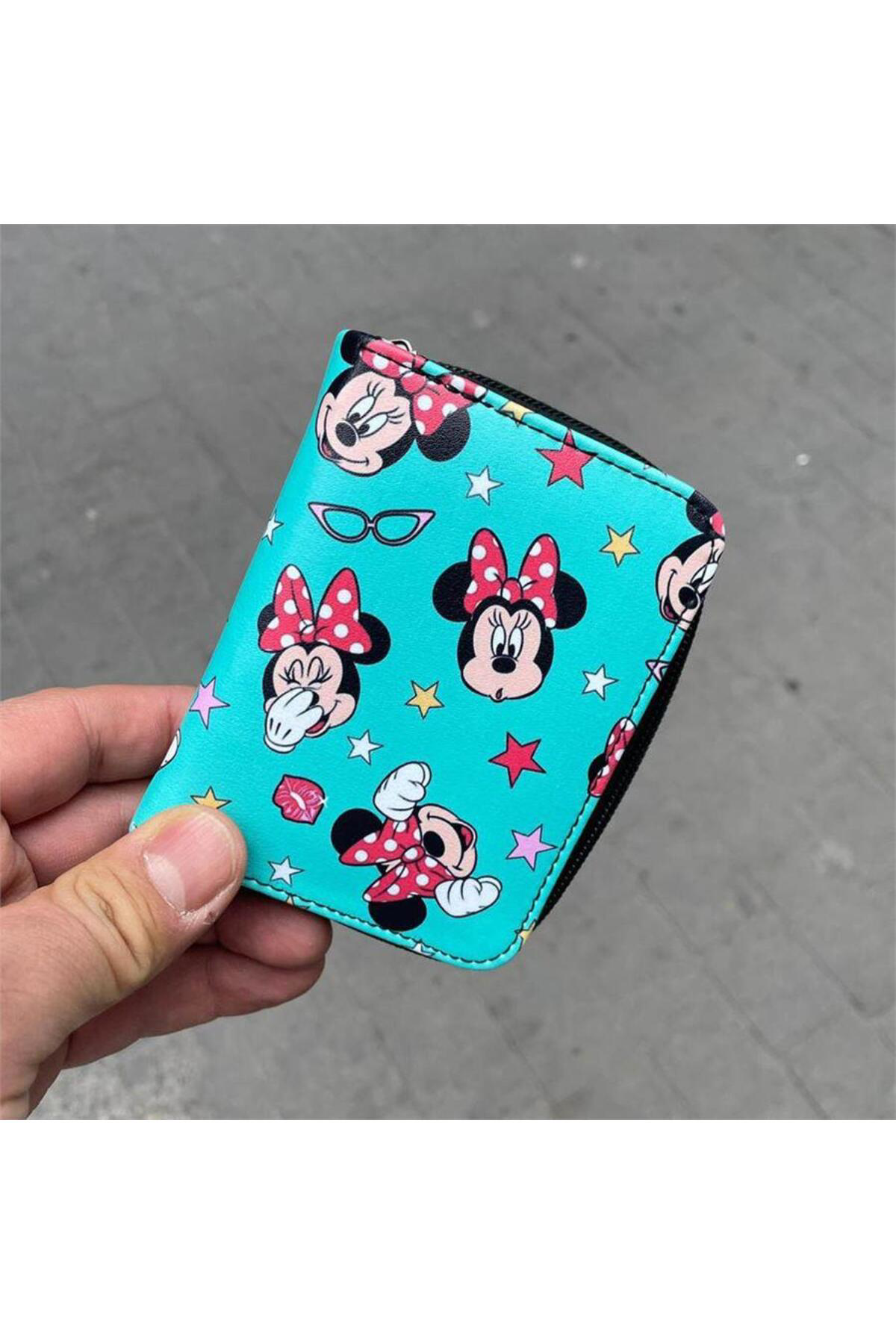 Mavi Minnie Mouse Kolaj Kısa Cüzdan