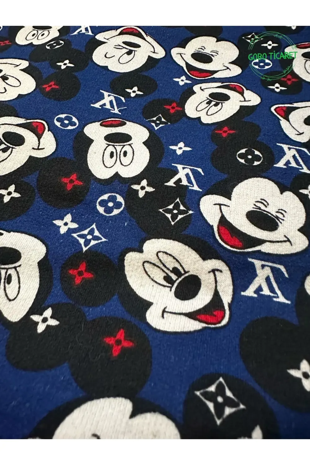 Mavi Mouse Desenli Kedi Köpek Kıyafeti Elbisesi Siyah Kollu