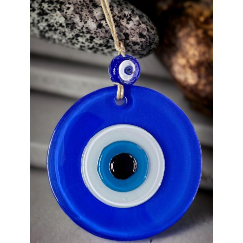 Just Cheap Store Mavi Nazar Boncuklu Duvar Süsü 10 Cm Cam Duvar Dekoru