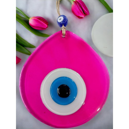 Mavi Nazar Boncuklu Pembe Renk Nazar Boncuklu Damla Desen El Yapı