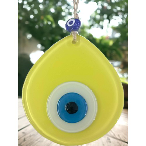 Mavi Nazar Boncuklu Sarı Renk Nazar Boncuklu Damla Desen El Yapım Mavi Nazar Boncuklu Sarı Renk Nazar Boncuklu Damla Desen El Yapım