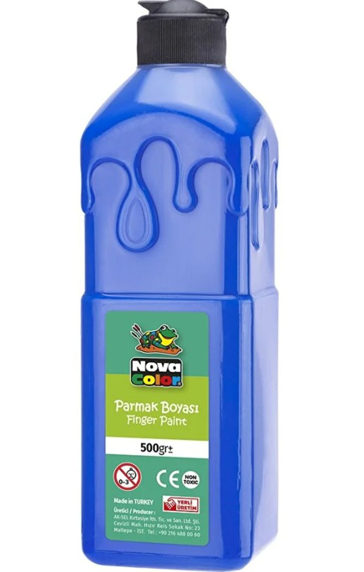 Mavi Parmak Boyası Nova Color 500 ml - Kolay Silinebilir
