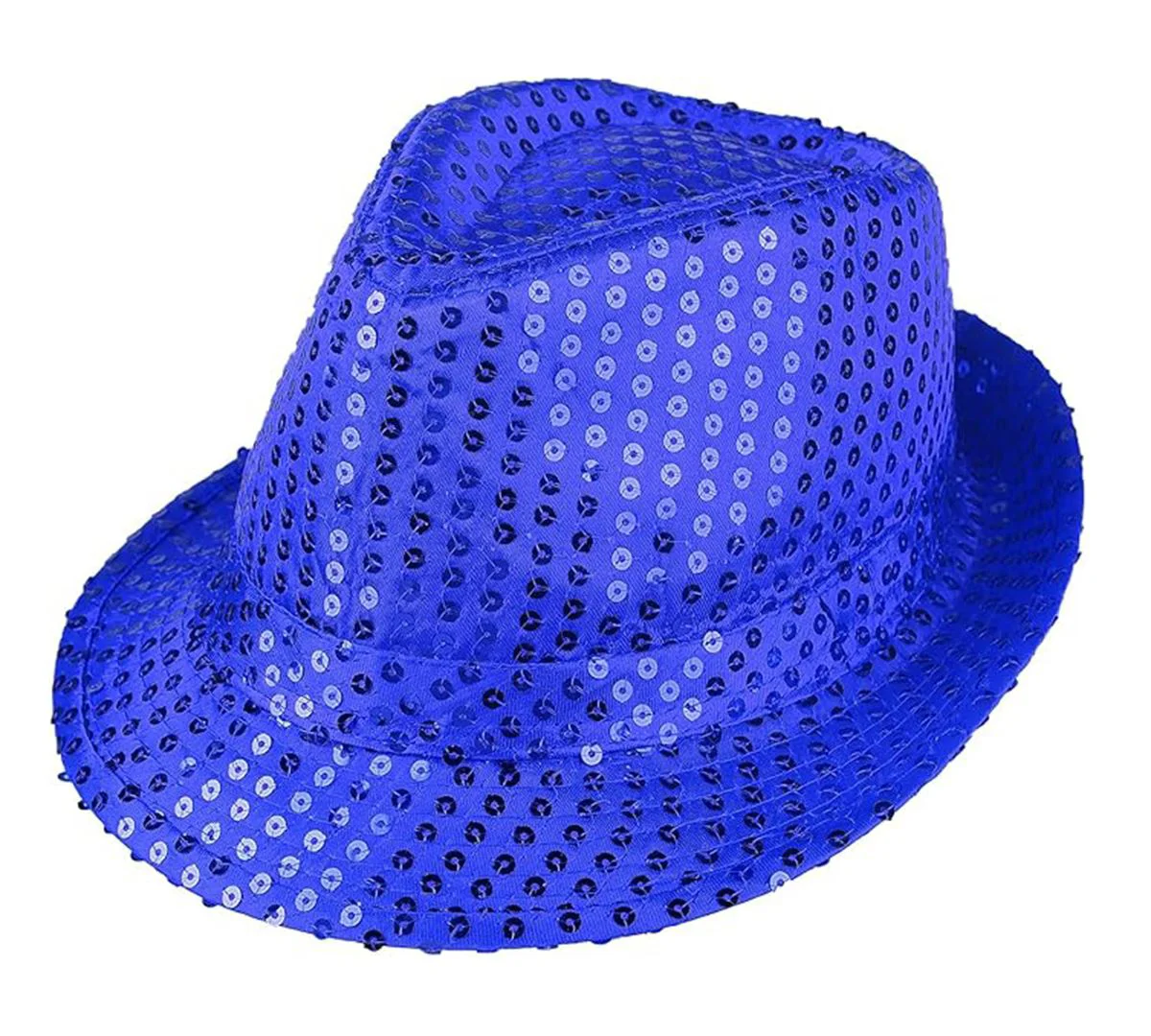 Mavi Payetli Fötr Şapka Yetişkin Boy