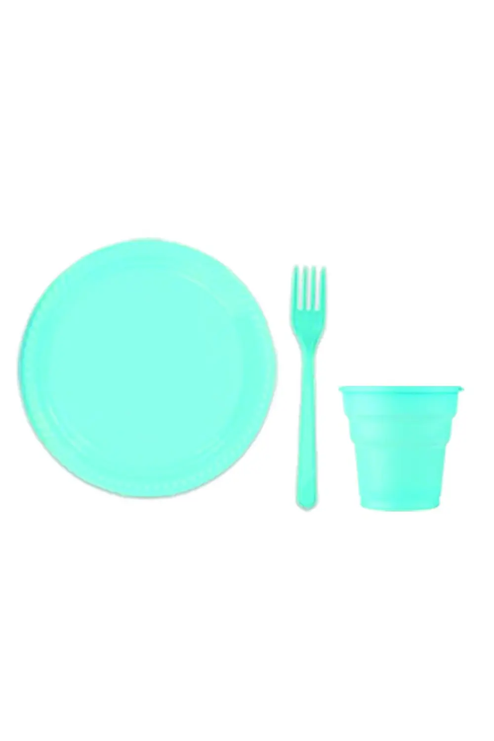 Mavi Plastik Tabak - Bardak - Çatal Seti 25 Kişilik