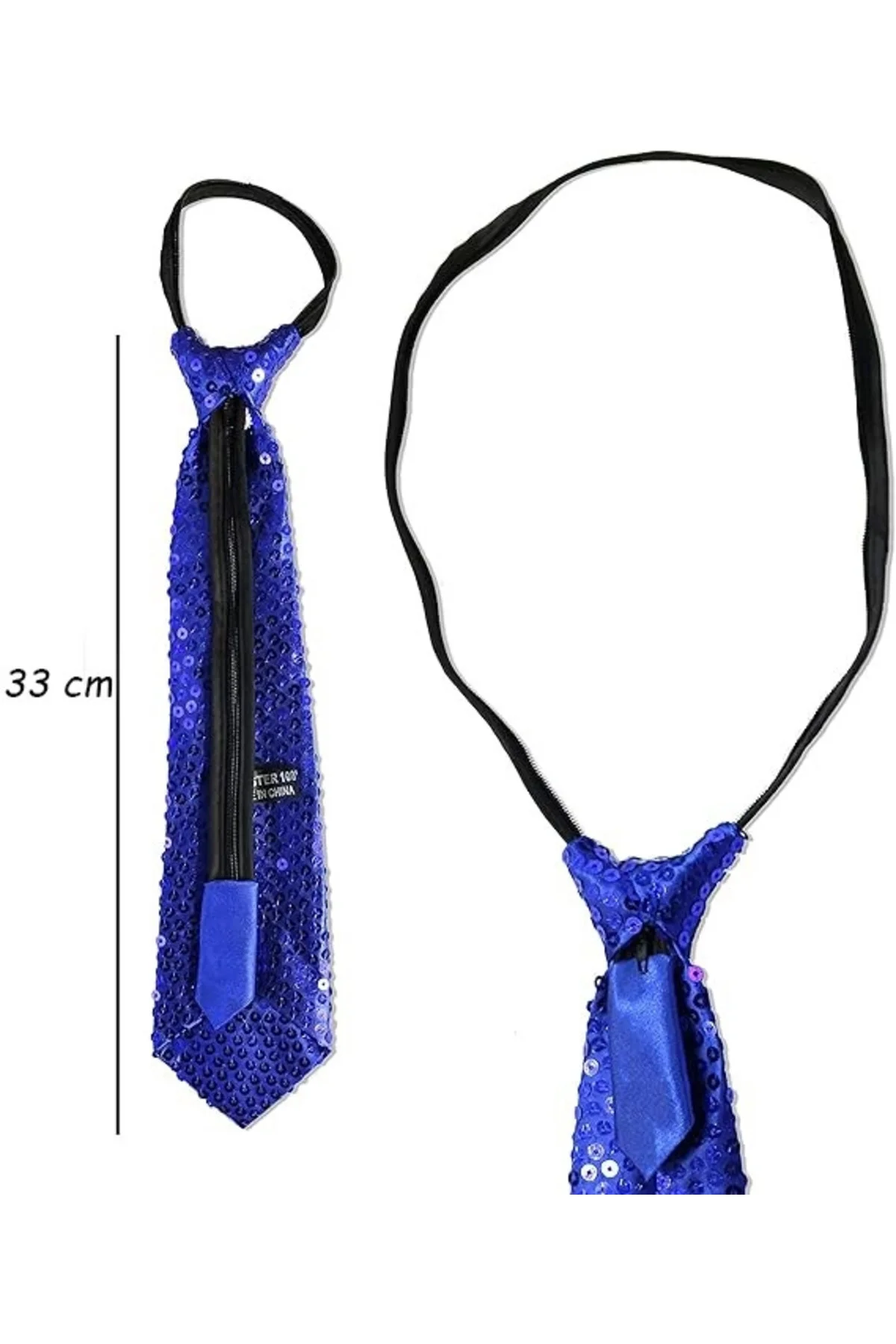Mavi Pul Payetli Işıltılı Parti Kravatı 33 Cm - Lisinya