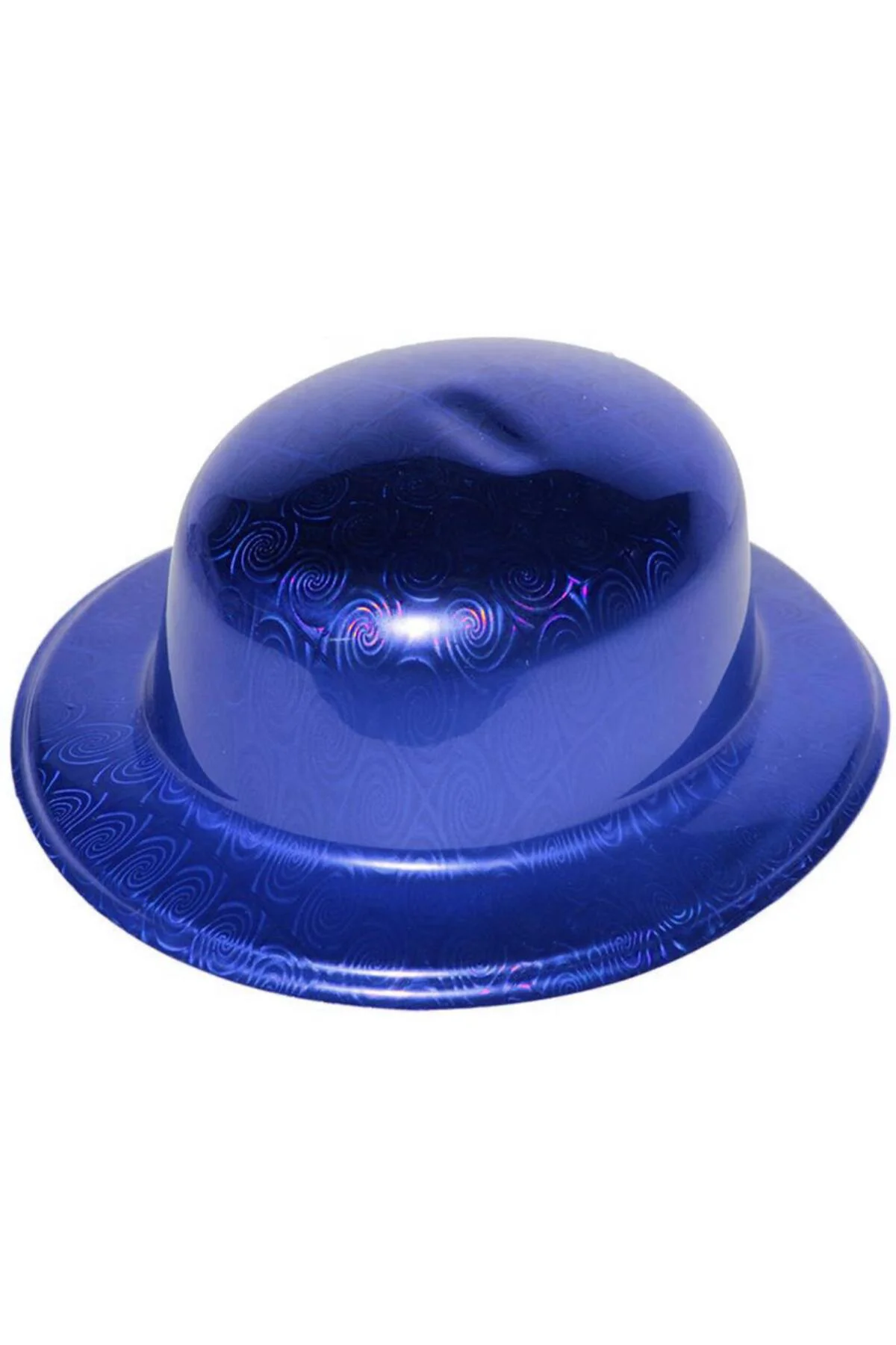 Mavi Renk Hologramlı Plastik Yuvarlak Melon 27x24 cm