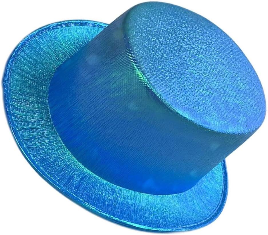 Mavi Renk Işıltılı Hologram Kumaş Kaplama Fötr Silindir Şapka Yet Mavi Renk Işıltılı Hologram Kumaş Kaplama Fötr Silindir Şapka Yet