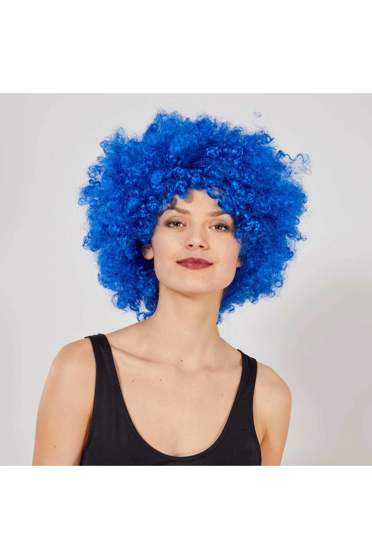 Mavi Renk Kıvırcık Afro Bonus Peruk GO50609391670