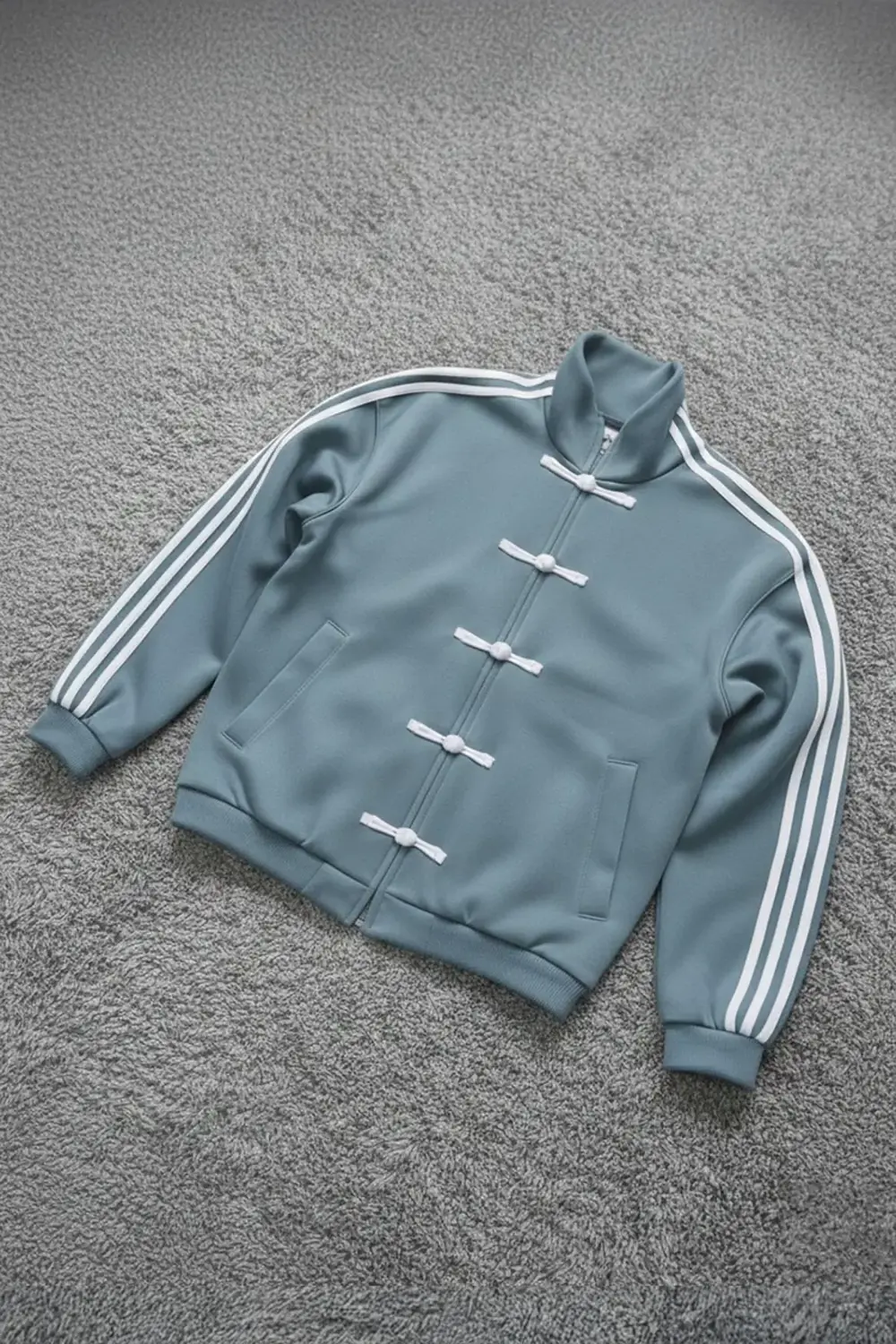 Mavi Retro Üç Şeritli Vintage Y2K Unisex Ceket