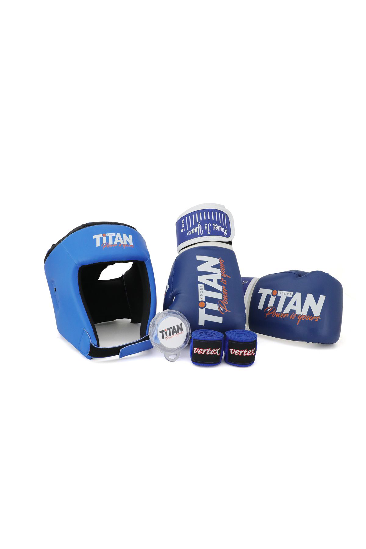 Titan Sport Mavi Serisi Özel Takim Set , Boks Kaski, Boks Eldiveni, Dişlik, B