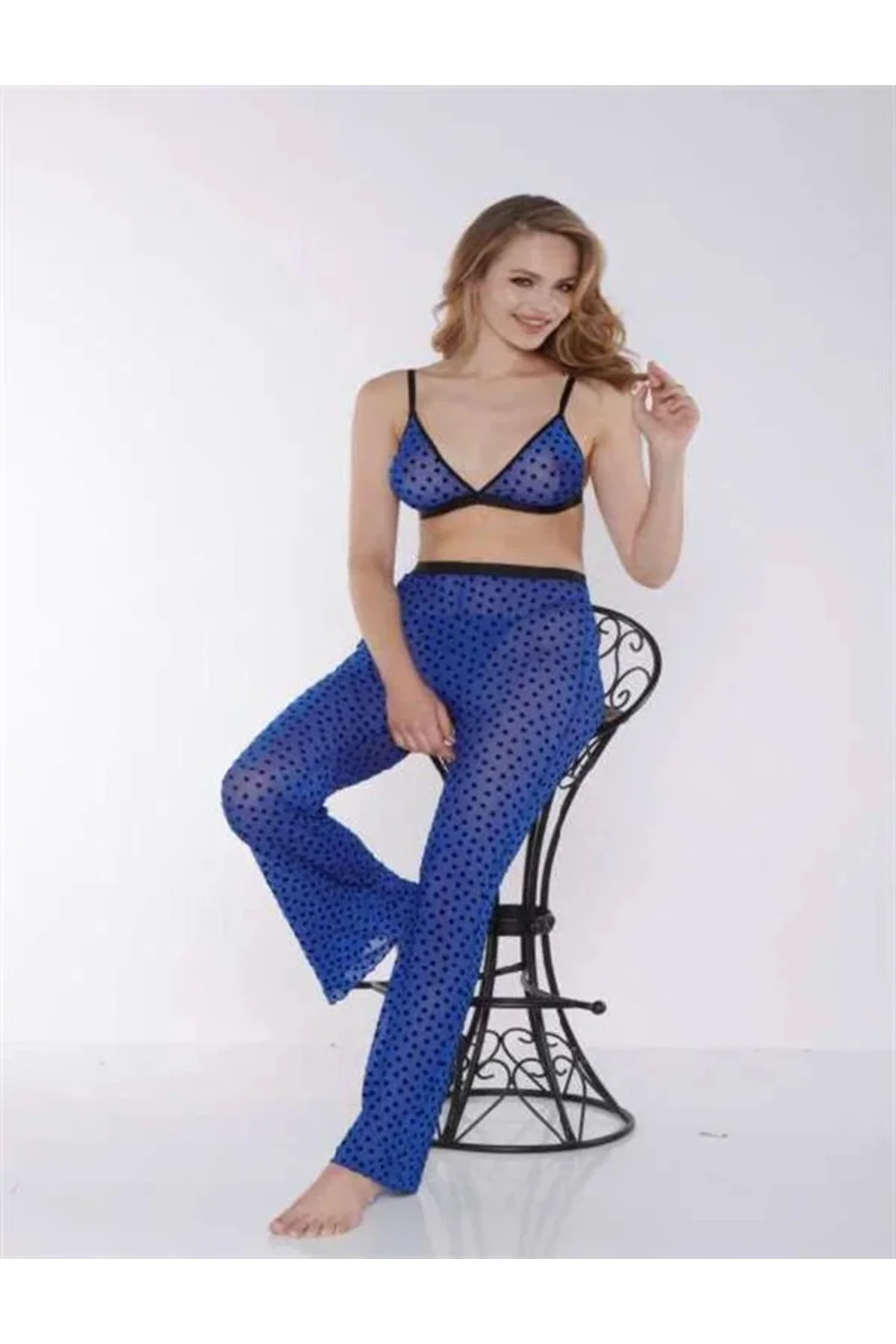Mavi Sütyen Pijama Takımı