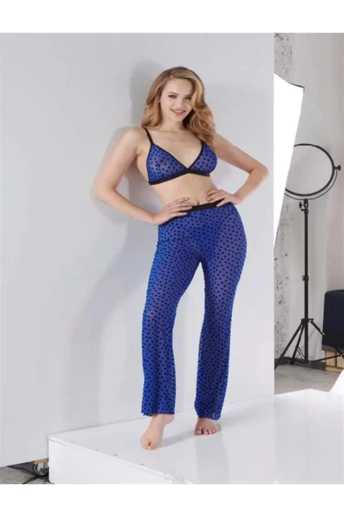 Mavi Sütyen Pijama Takımı