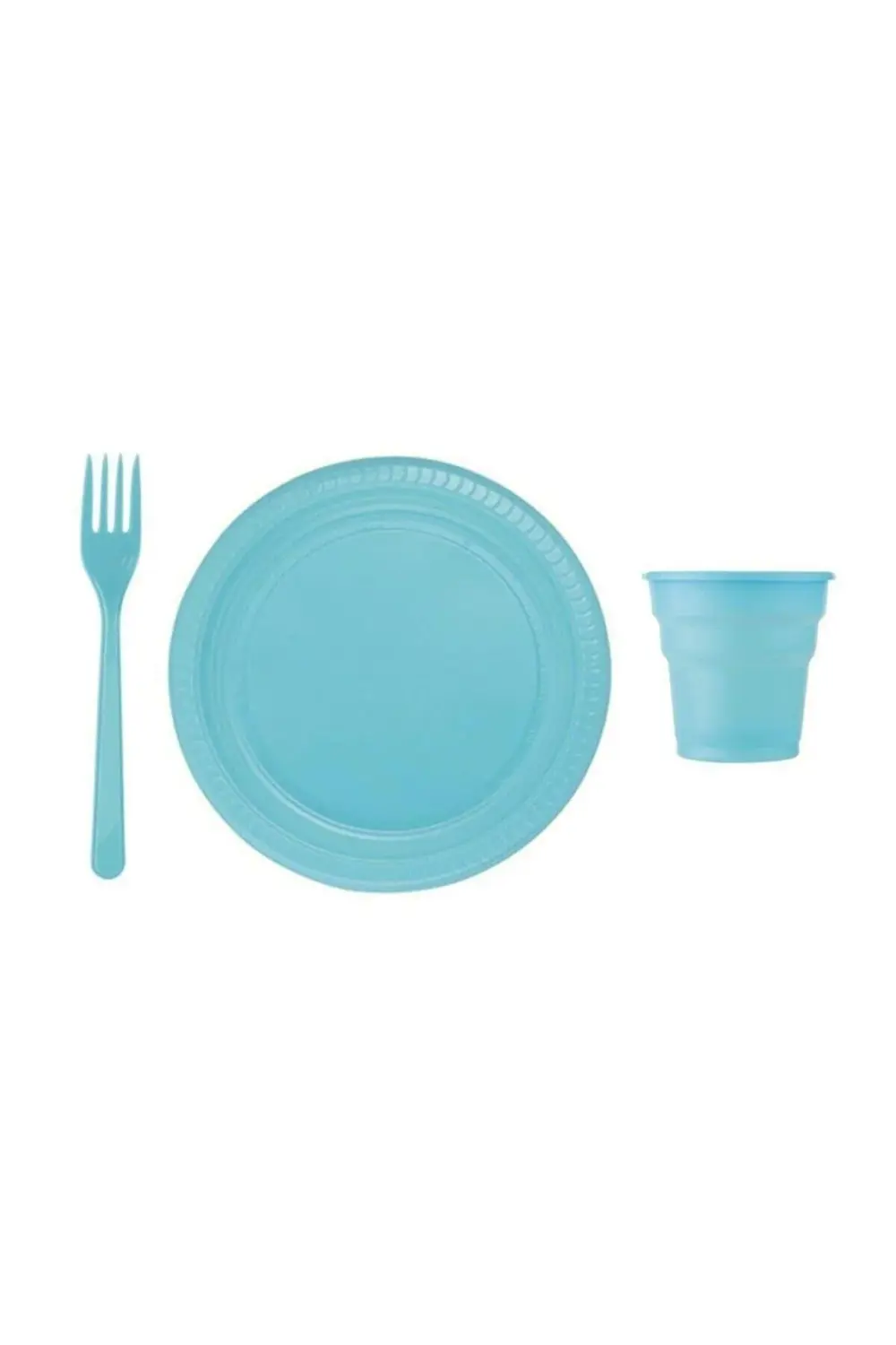 Mavi Tabak Bardak Çatal Seti Plastik 25 Kişilik Tek Kullanımlık P