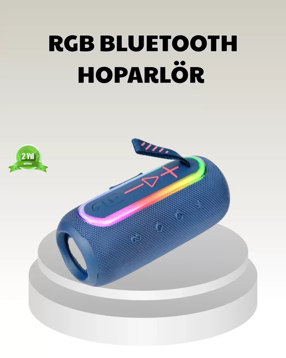 Mavi Taşınabilir Bluetooth Hoparlör Kompakt Tasarım ve Güçlü Ses 