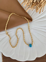MAVİ TAŞLI GOLD KAPLAMA 45 CM PİRİNÇ ZİNCİRLİ KOLYE-00PK21 MAVİ TAŞLI GOLD KAPLAMA 45 CM PİRİNÇ ZİNCİRLİ KOLYE-00PK21
