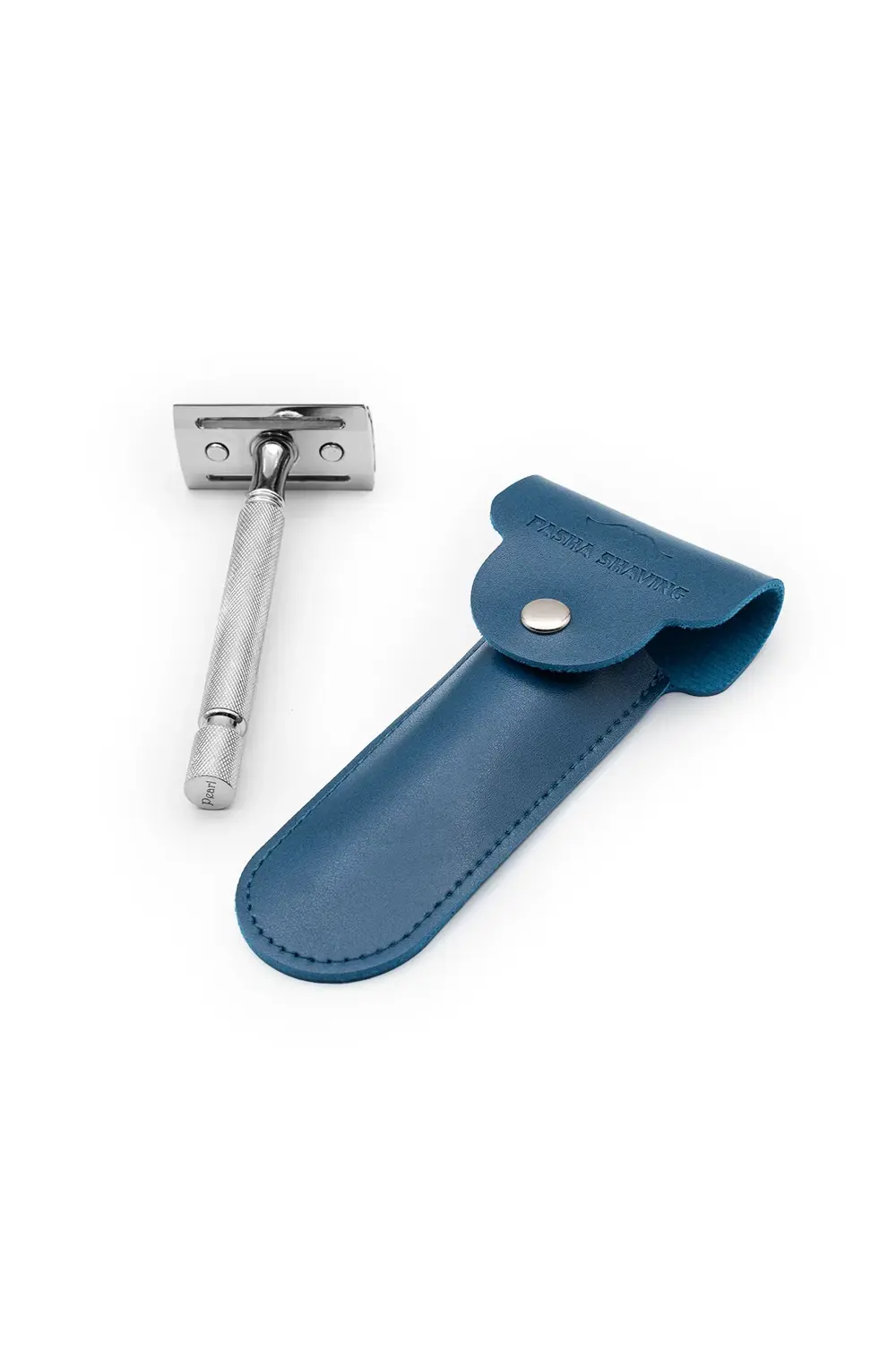 Mavi Tıraş Bıçağı Seyahat Kılıfı, Çift Taraflı Suni Deri ve Çıtçı