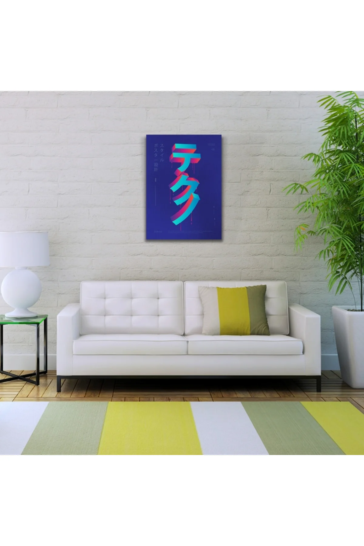 Mavi Tonlarda Japonca Poster Kanvas Tablo 50 x 70