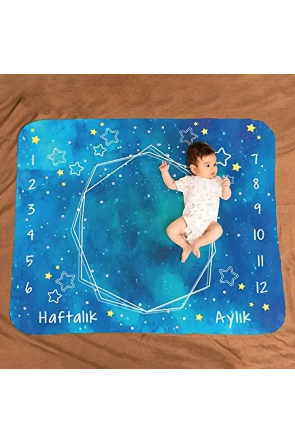 Mavi Uzay Macerası Baby Shower Hediyesi Fotoğraf Çekim Battaniyes