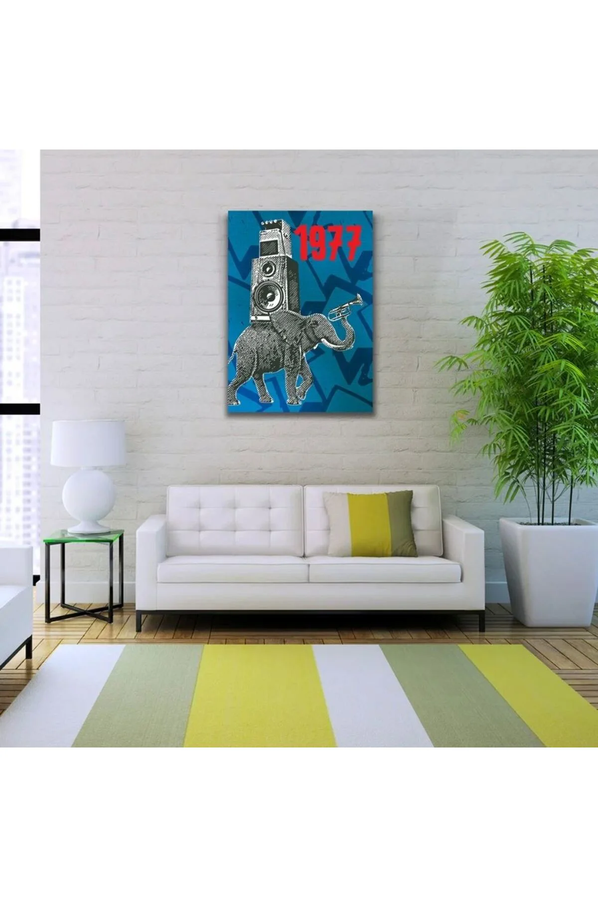 Mavi ve Gri Tonlarda Müzikal Afiş Kanvas Tablo 50 x 70