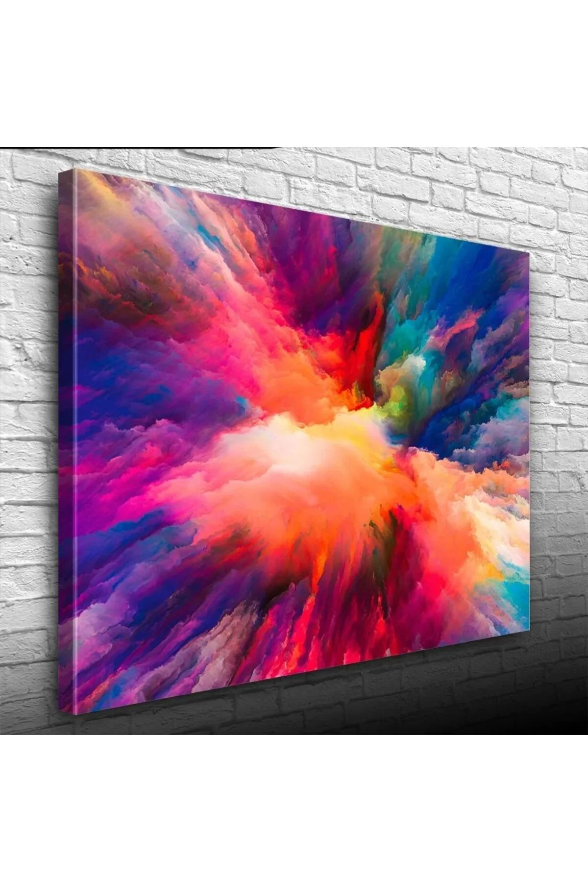 Mavi ve Kırmızı Tonlarda Soyut Çalışma Kanvas Tablo 50 x 70