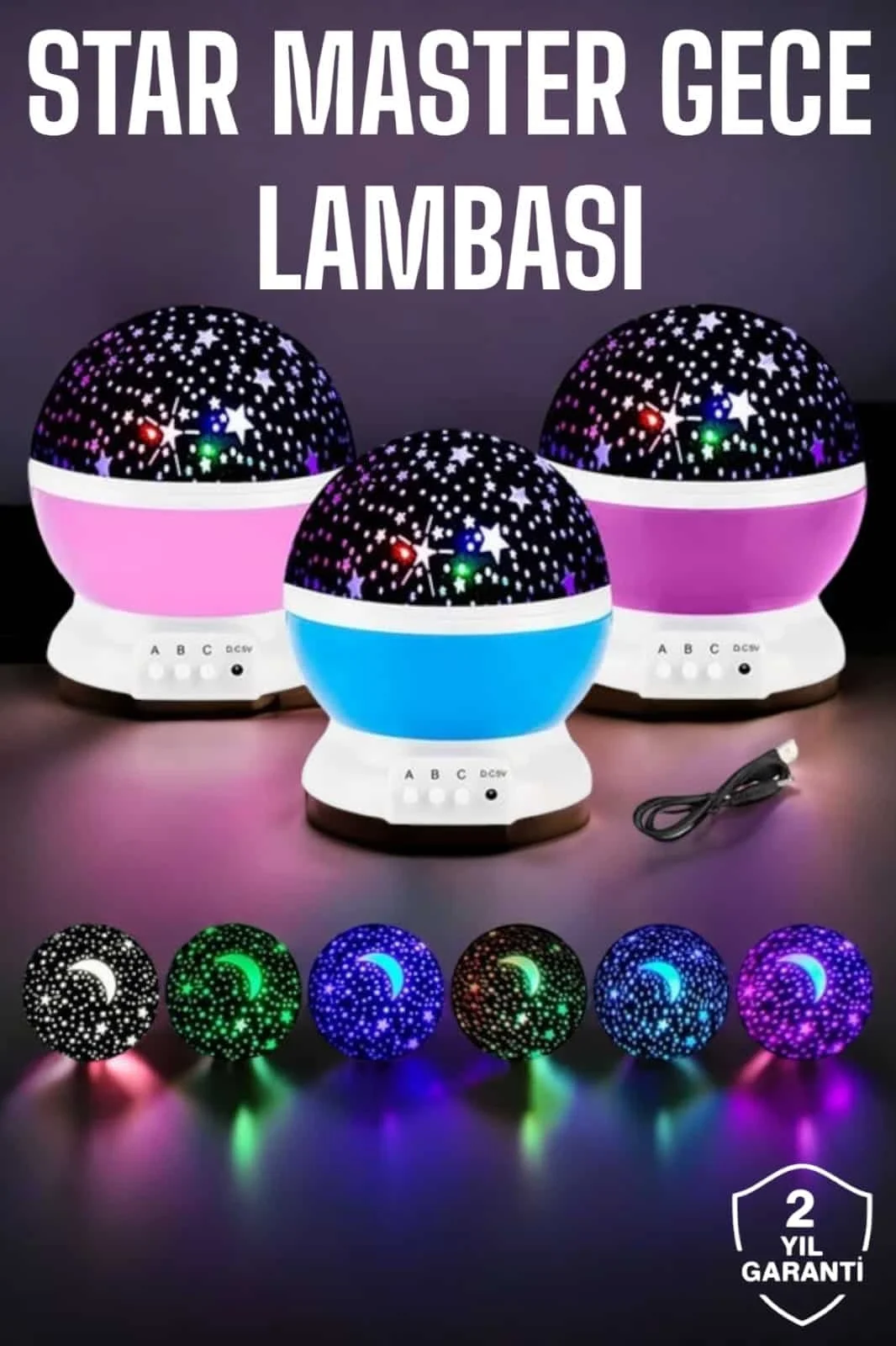 Mavi ve Mor Işıklı Projeksiyon Lambası