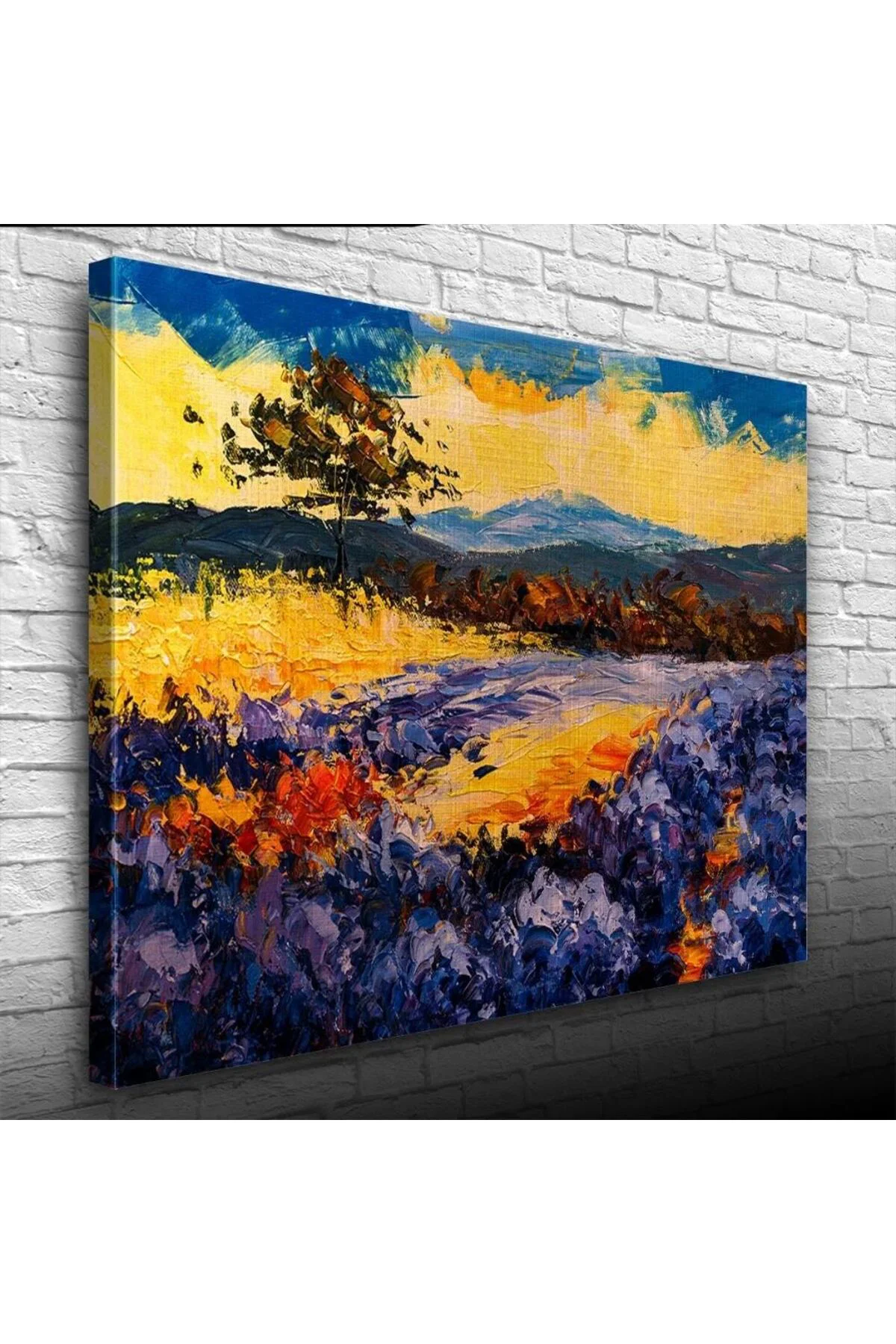 Mavi ve Sarı Tonlarda Gündoğumu Manzara Kanvas Tablo 50 x 70
