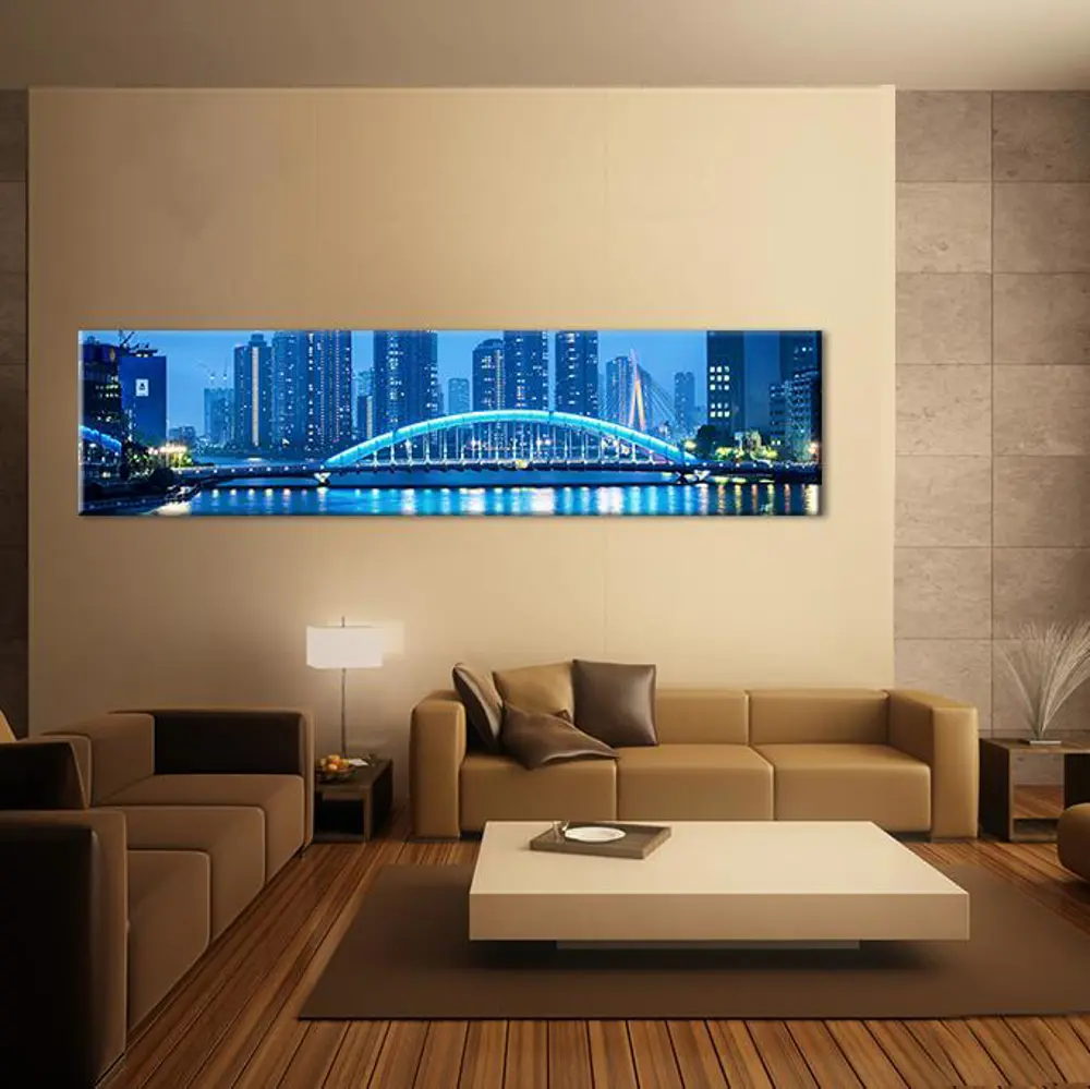 Mavi Yansıma Şehir Kanvas Tablo