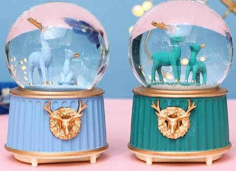 Just Cheap Store Mavi-Yeşil Geyik Kar Küresi Küçük Boy