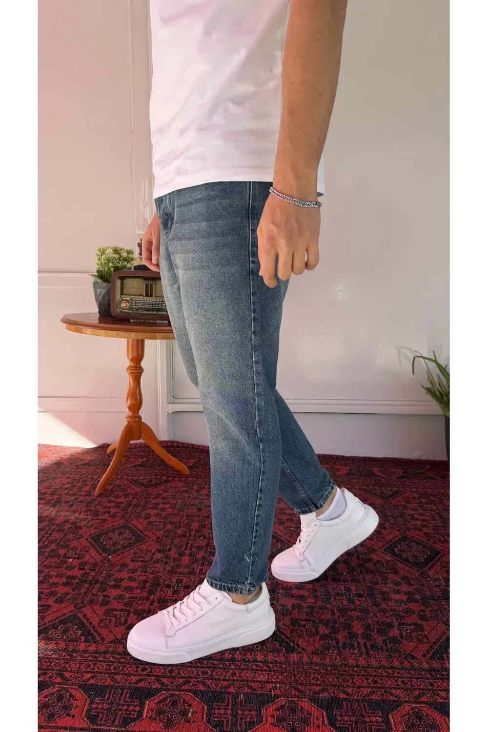 Mavi Yıkamalı Boyfriend Jean