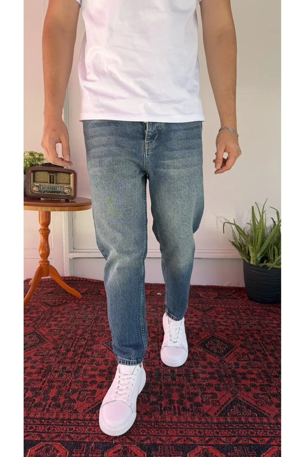 Mavi Yıkamalı Boyfriend Jean