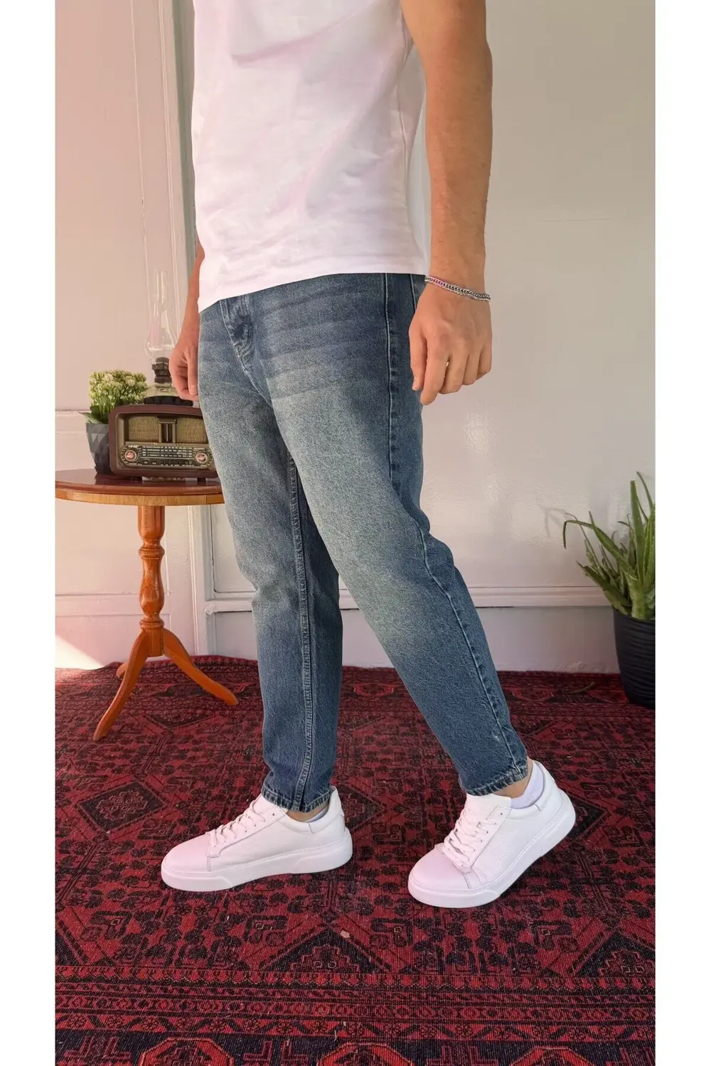 Mavi Yıkamalı Boyfriend Jean