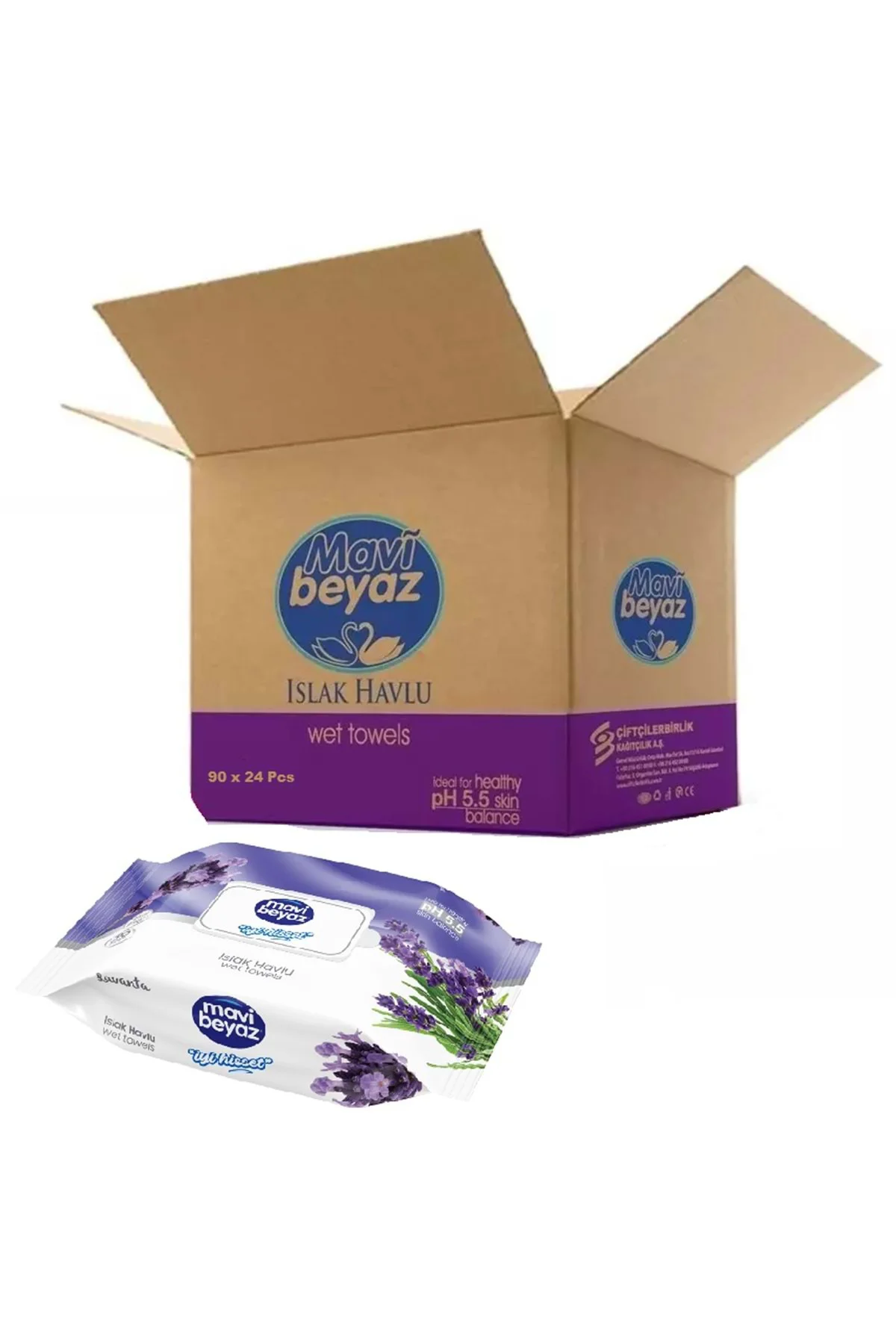 MAVİIslak Havlu Mendil 90 Yaprak Lavanta 24 Lü Set 90 Yaprak Plas