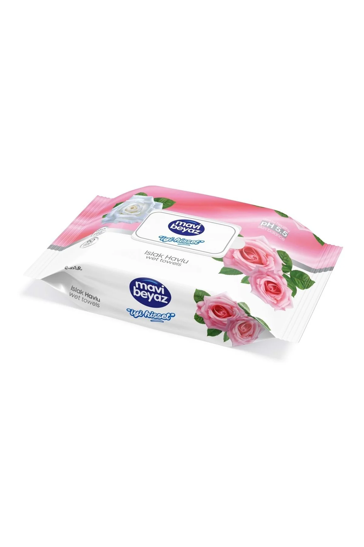 MAVİIslak Havlu Mendil 90 Yaprak Gül 24 Lü Set Plastik Kapaklı