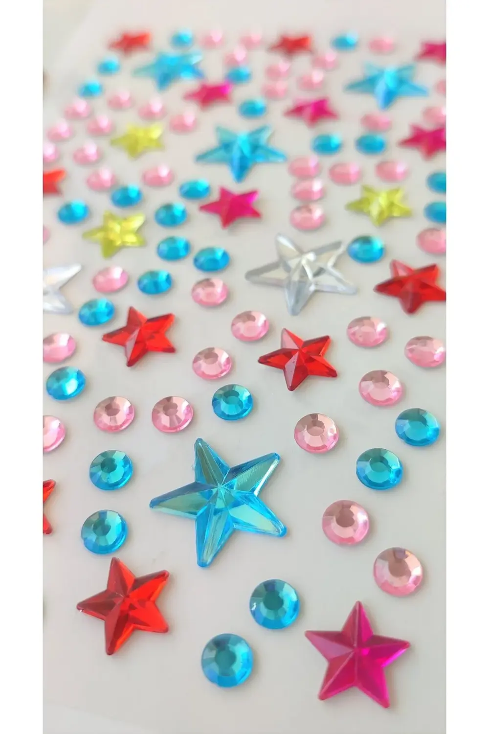 Mavili Karışık Yıldız Taş Sticker Yapışkanlı Saç, Yüz, Tırnak Ve