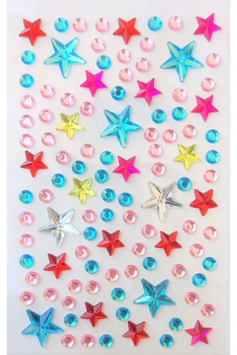 Mavili Karışık Yıldız Taş Sticker Yapışkanlı Saç, Yüz, Tırnak Ve