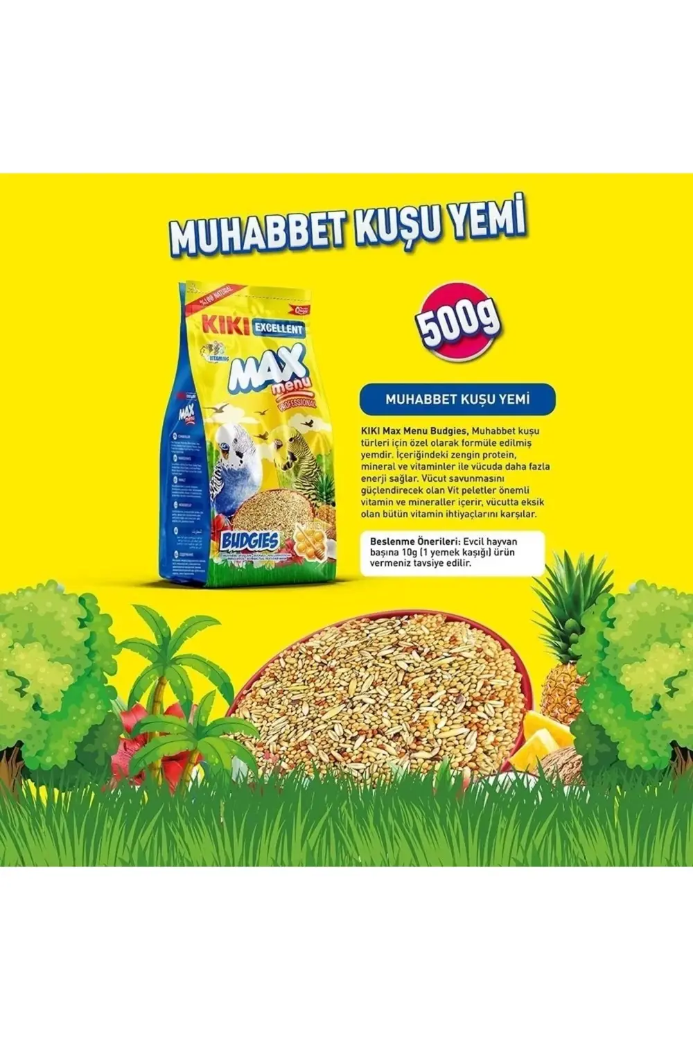 Max Menu Ballı Muhabbet Kuşu Yemi 500 Gr