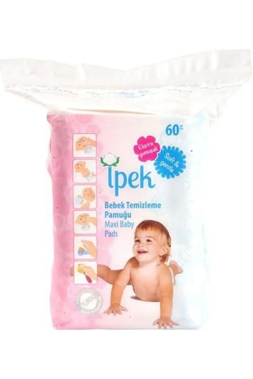 Maxi Bebek Temizleme Pamuğu 60 Lı 12 Paket