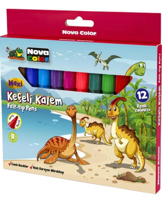 Nova Color Maxi Jumbo Keçeli Kalem Felt-Tip Pens- 12 Li