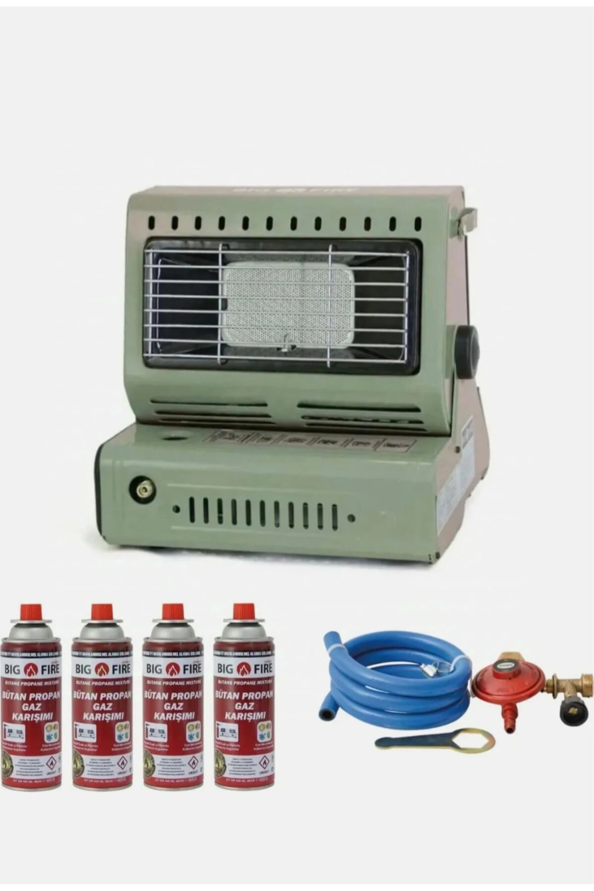 Maxi Portatif Kamp Sobası YEŞİL 4 ADET 227 KARTUŞ VE HORTUM DEDAN