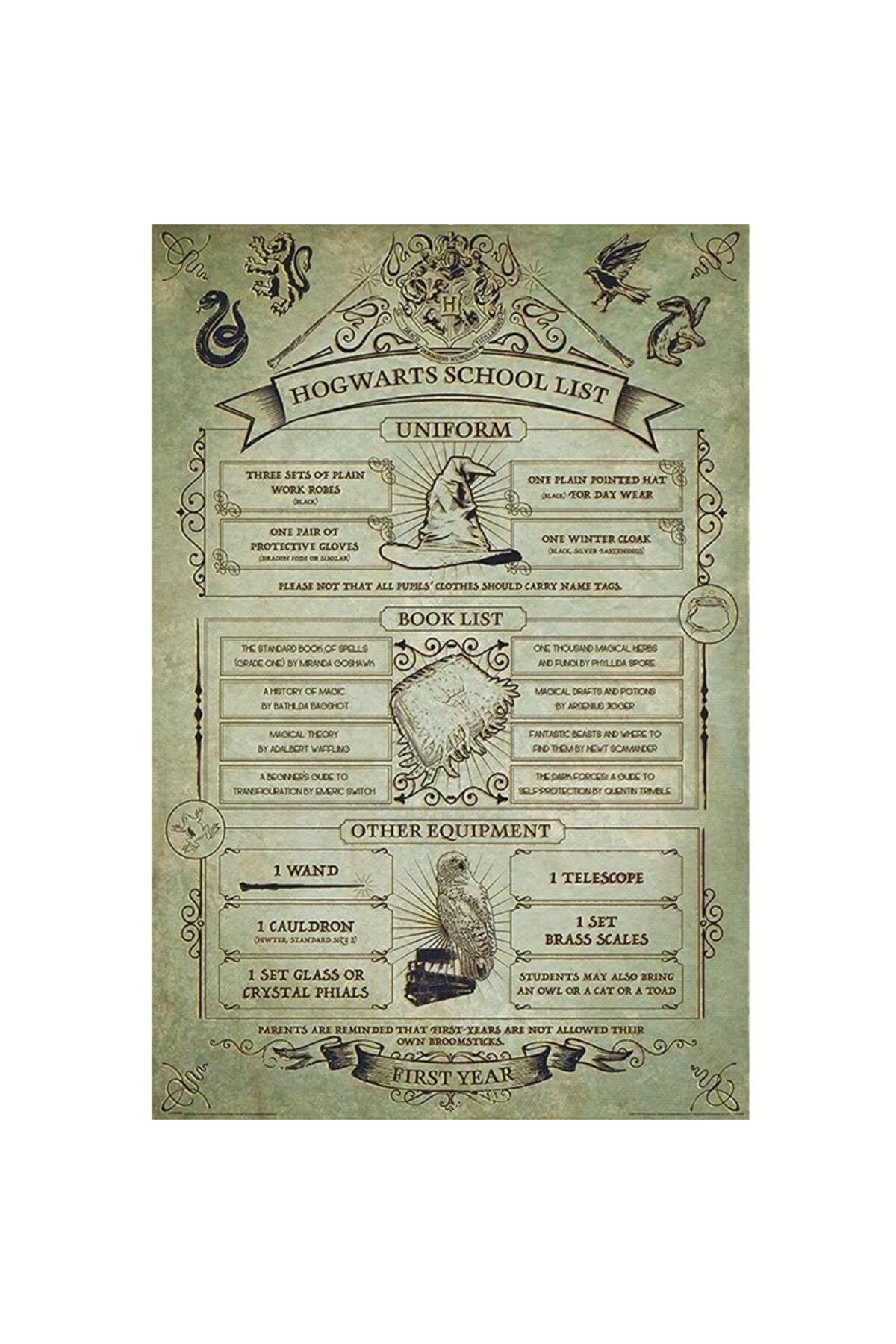 Maxi Poster Harry Potter Hogwarts School List