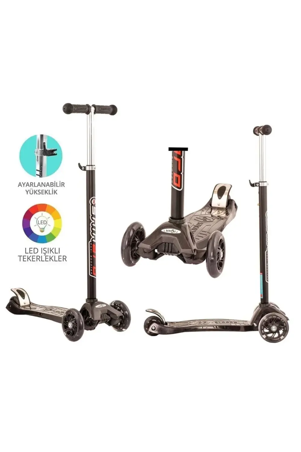 MAXİ TWİST IŞIKLI SCOOTER SİYAH