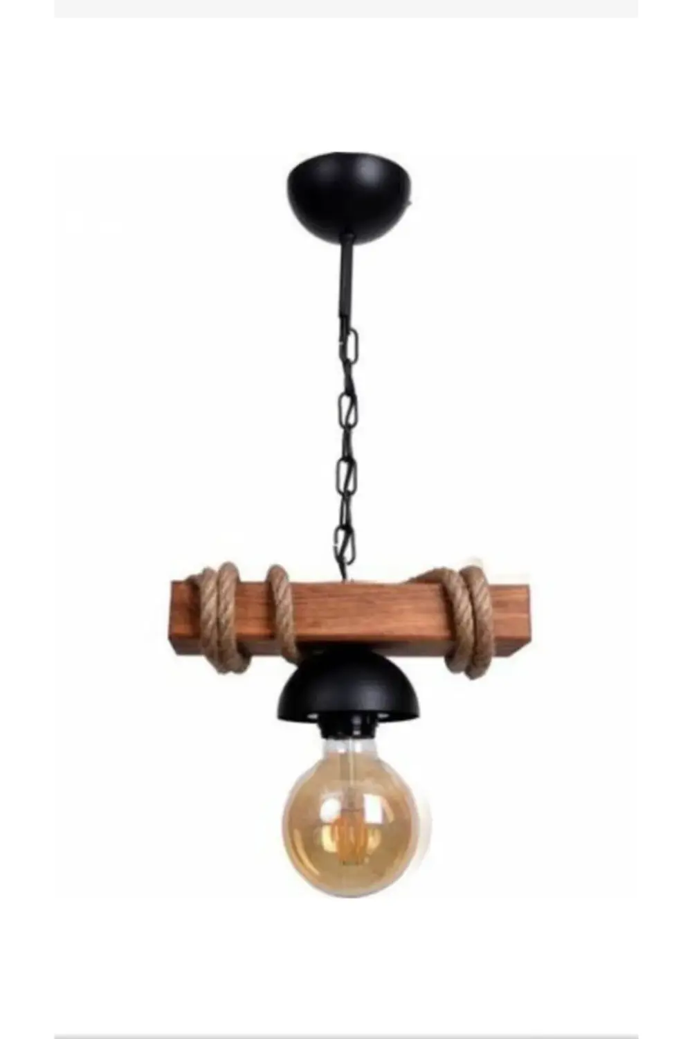 Sunika Maxiavm37 Rustik Halatlı Ahşap Avize