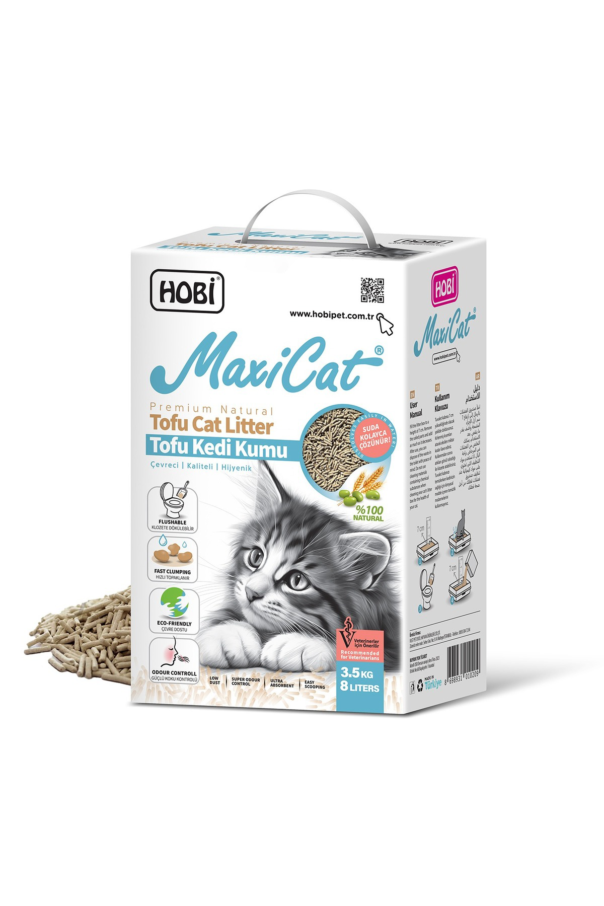 Hobi Maxicat Tofu Kedi Kumu 8 Litre - Tozsuz, Bitkisel Ve Çevre Dostu