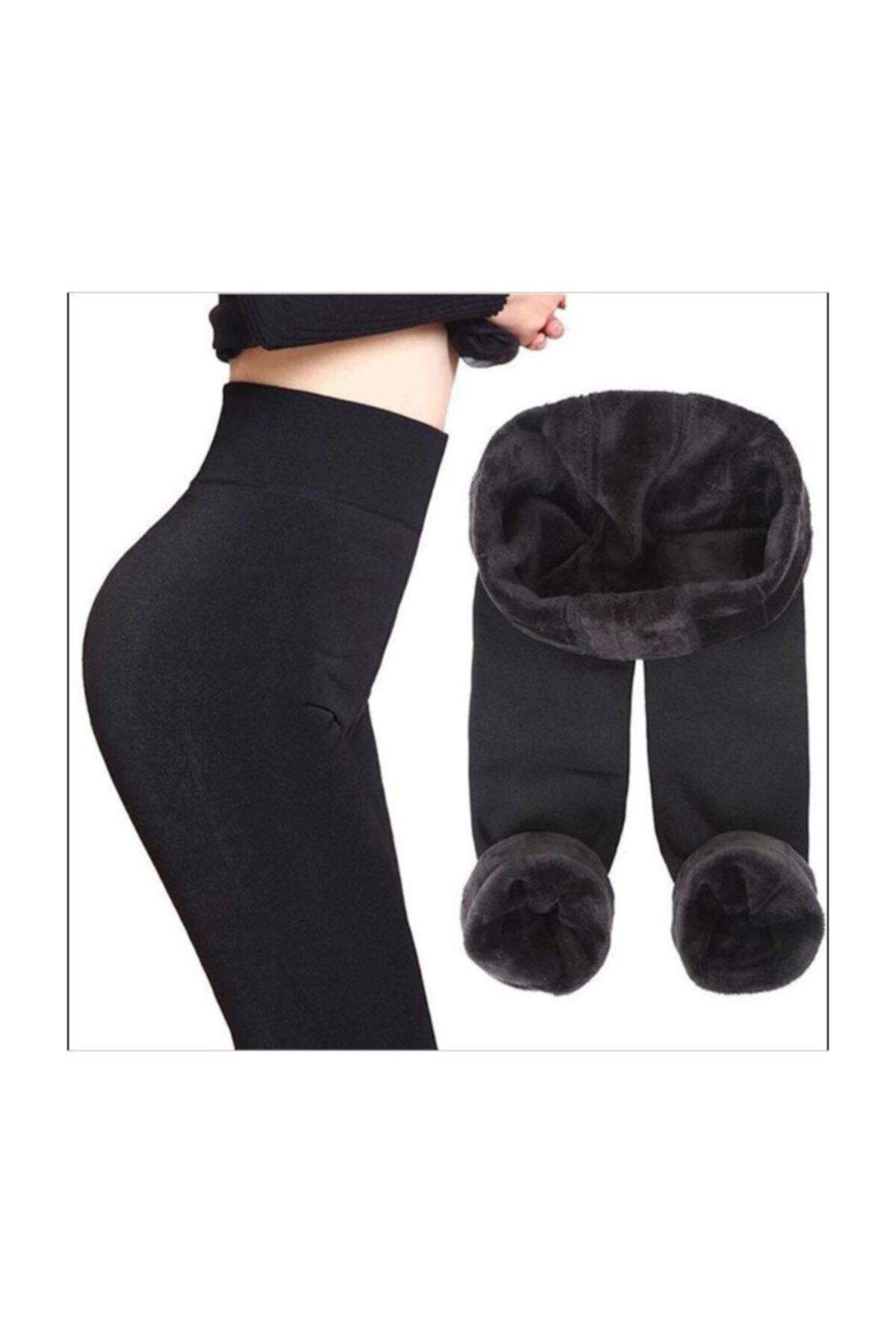 Maxpera Kadın Siyah Içi Peluşlu Kışlık Termal Tayt Içlik