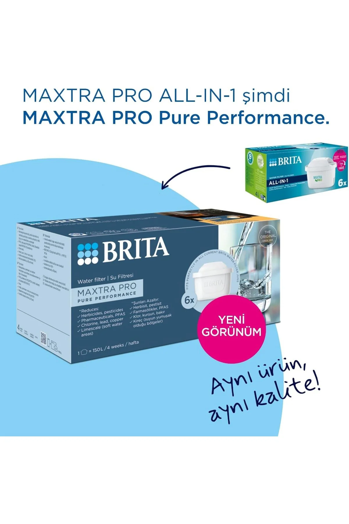 MAXTRA PRO Pure Yedek Su Arıtma Filtresi, 6’lı