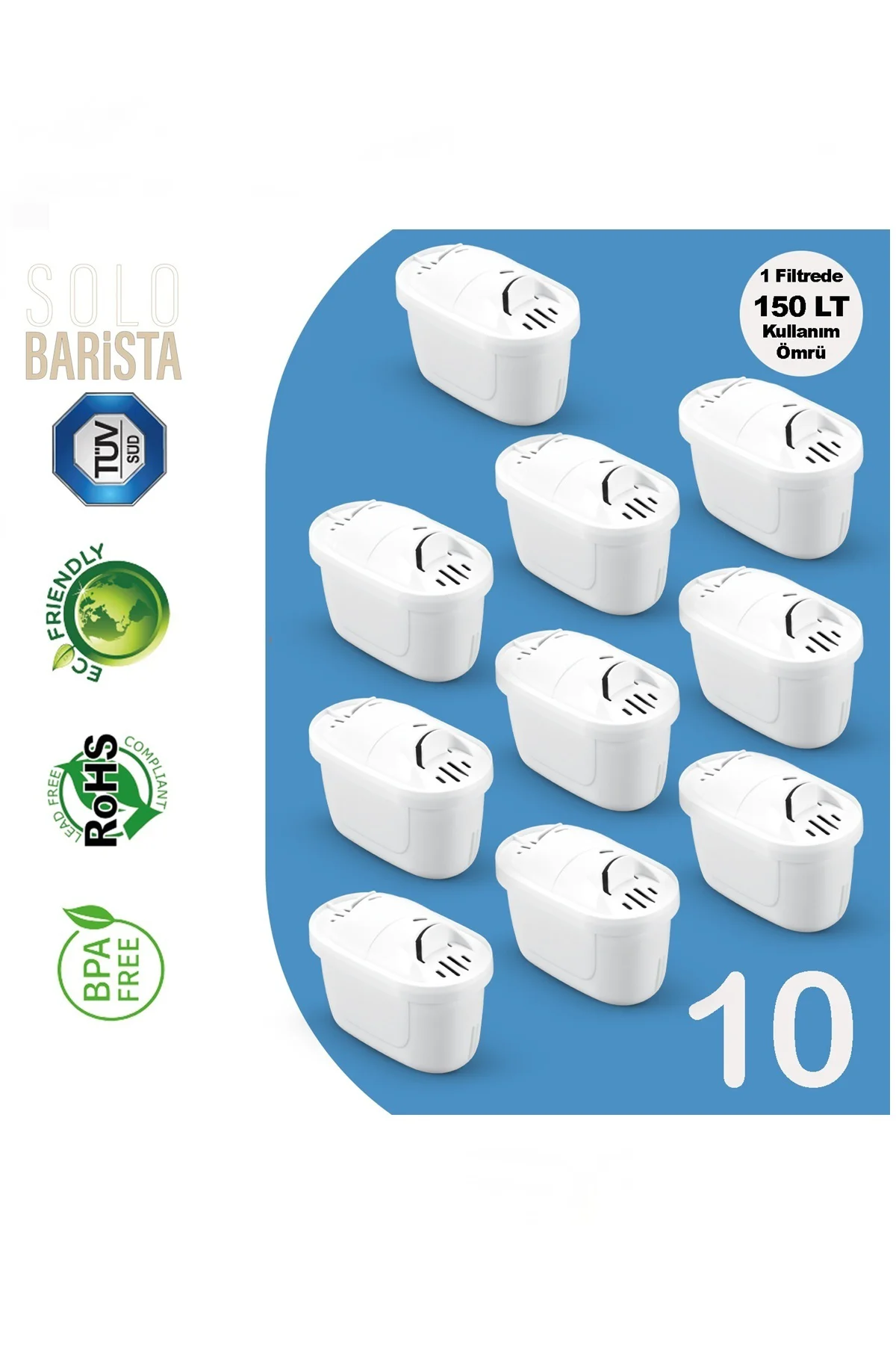 Maxtra+ Pro Uyumlu PurePro Su Arıtma Surahi Filtresi 10 Adet