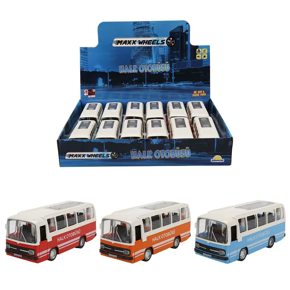 Maxx Wheels Sesli ve Işıklı Nostaljik Halk Otobüsü 15 cm. 1 Adet 