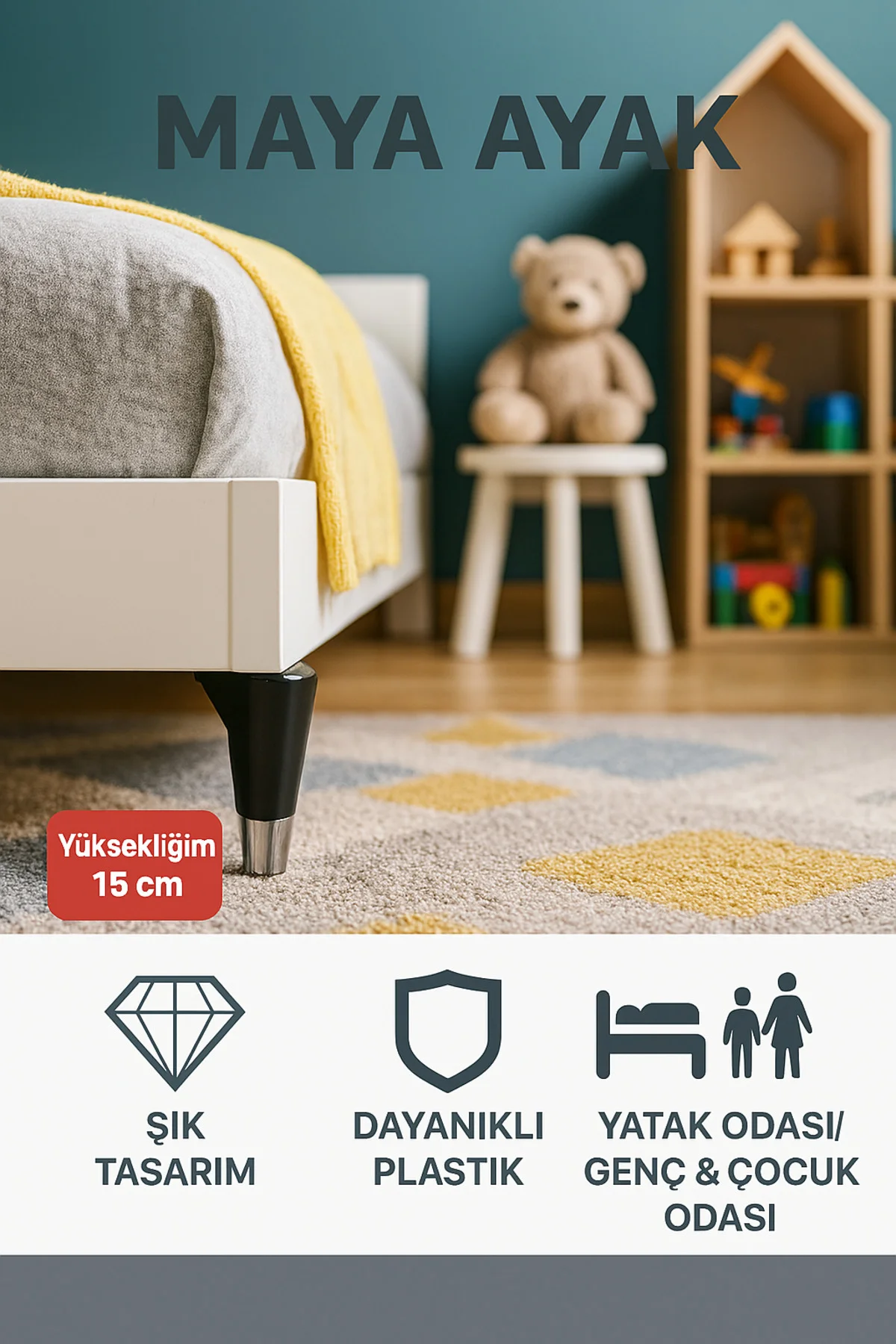 MAYA AYAK 15 CM SİYAH-KROM Mobilya Kanepe Sehpa Tv Ünitesi Koltuk