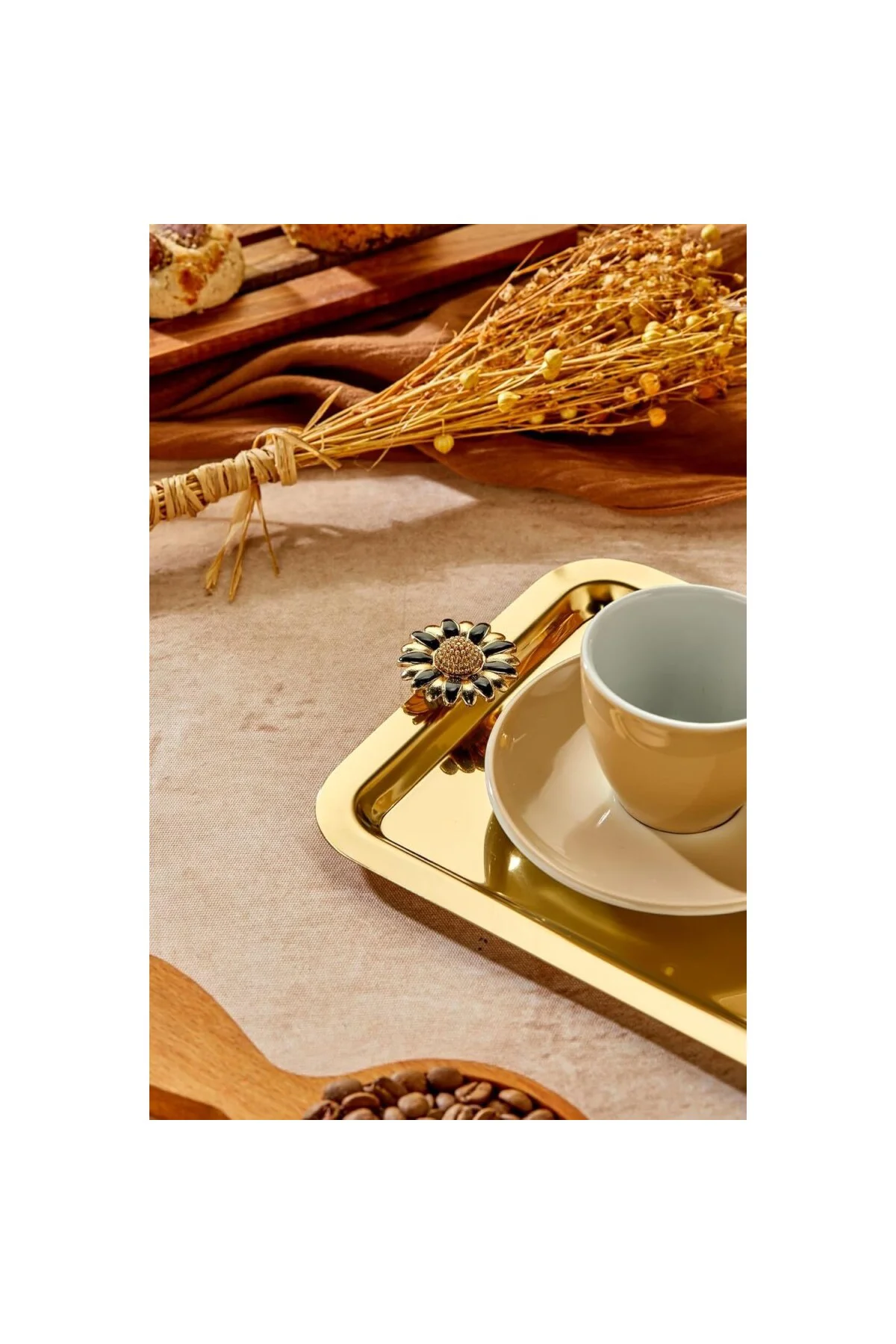 Mayaglory Elegante Gold Serisi, Duo Fiore Nero Kulp Desenli Gold 